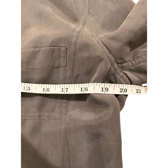 Reversible Bomber Jacket 100% Silk Magnetic Snap, Herbal Green Gray, 10 - Picture 4 of 13